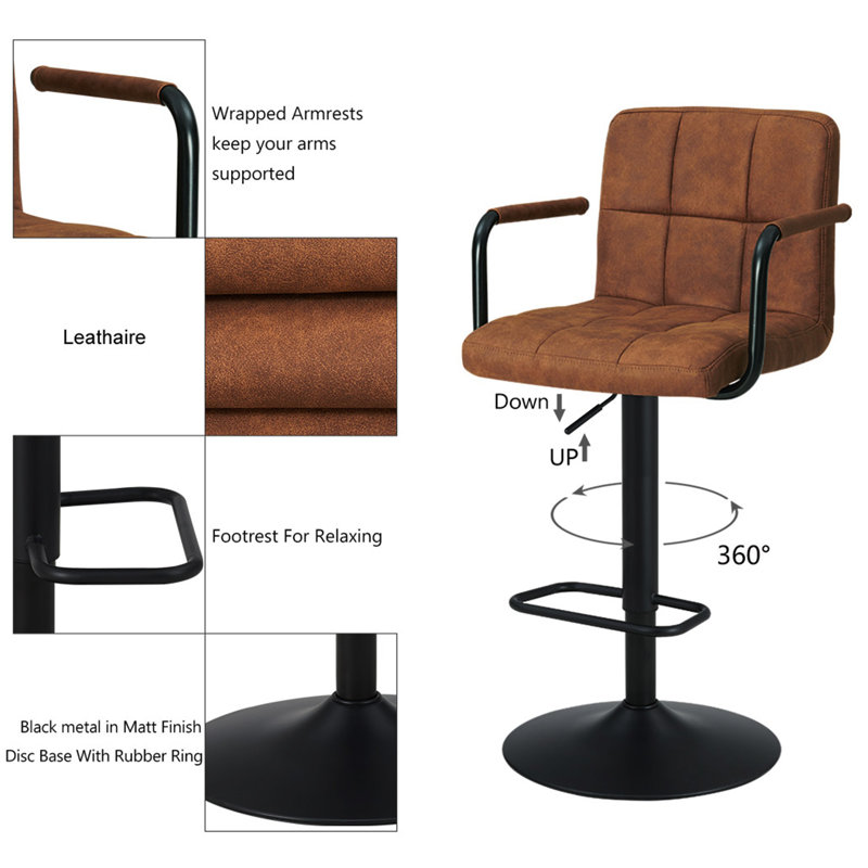 Latitude Run® Amjed Swivel Adjustable Height Bar Stool & Reviews Wayfair